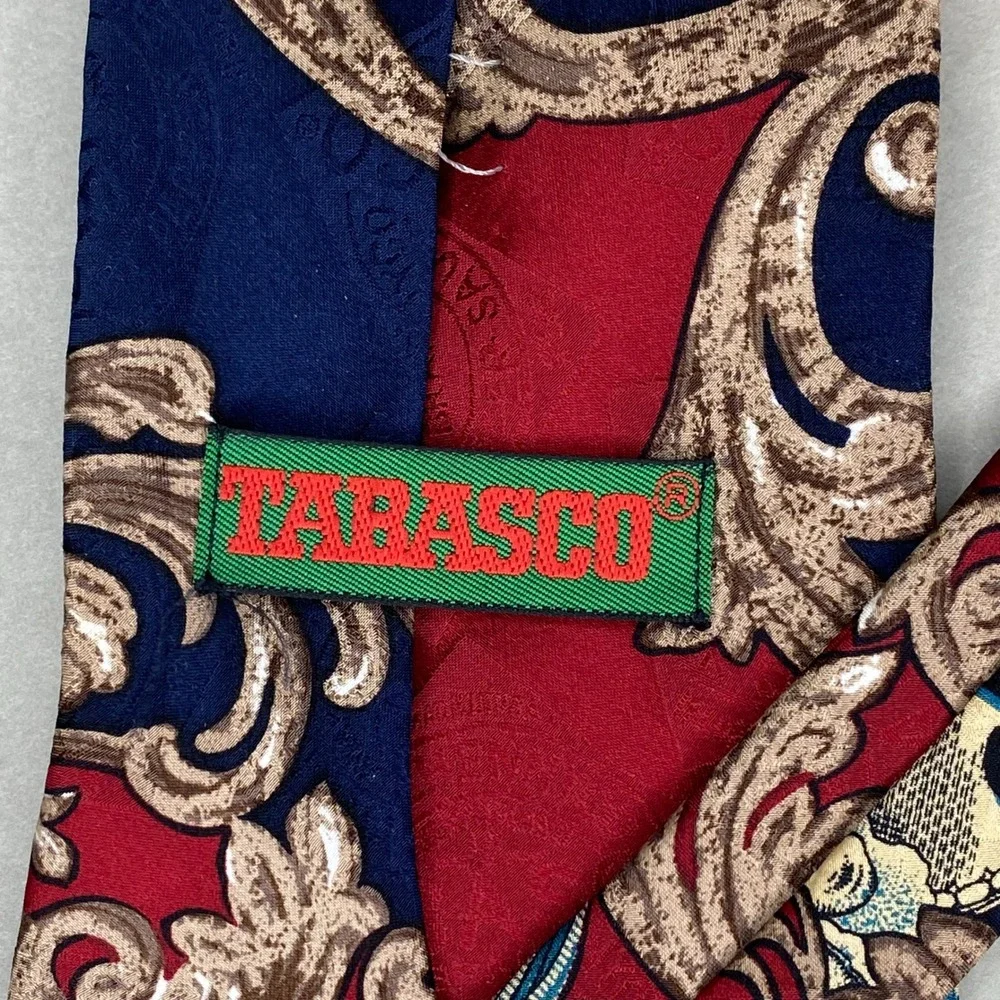 VTG Tabasco Necktie Mens Hot Sauce Silk Avery Island Oysters‎ 58x4